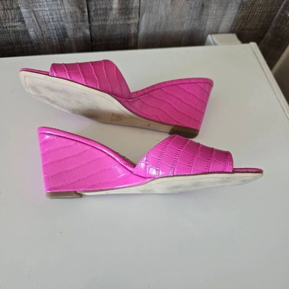 Sam Edelman Tesma Wedge Sandals Pink Crocodile Sz 6.5 - Picture 4 of 6